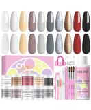 Saviland 10 Color Acrylic Powder & Liquid Set with Black Glitter - Nail Brushes, Dappen Dish, Tools for Extension & Carving - Acrylic Nail Kit - Buy Online on GoSupps.com