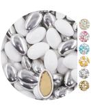 One on 1kg wedding almond conchiglia mix white-silver metalic matt almonds wedding sugar almonds confetti bathroom seceri guest gifts sugar almonds baptismal token candy bar sweets white-silver mix - Buy Online on GoSupps.com