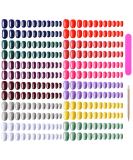 EBANKU 960 Colorful Short False Nails Full Cover Coffin Press on Nails Set with Nail File and Stick - Natural Fake Nails for Women Girls - Buy Online on GoSupps.com