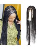 Lexqui 36'' Triangle Knotless Box Braided Wigs for Women Box Braided Full Lace Front Wig with Baby Hair Synthetic Natural Looking Cornrow Braids Wig Black - Buy Online on GoSupps.com