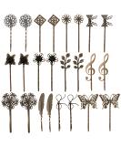 inSowni Vintage Leaf Flower Butterfly Hair Pins - 24 Pack/12 Pairs Brown Bronze Decorative Bobby Pins for Women - Buy Online on GoSupps.com
