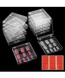 ASTER 10 Pcs Press on Nail Storage Box with Adhesive Double Sided Tape Acrylic Fake Nail Box Nail Display Packaging Box Transparent Nail Storage Boxes for Home DIY Nail Salon(Square Corner) - Buy Online on GoSupps.com