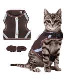 Adjustable Cat Leash & Harness Set - 150cm Breathable Reflective Stripping - Perfect for XS Cats - Brown - Buy Online on GoSupps.com