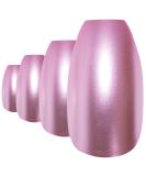 Bling Art Pink Metallic Ballerina Coffin False Nails - 24 Long Artificial Nails with Glue - Perfect for Stunning Nail Art - Buy Online on GoSupps.com