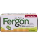 Fergon High Potency Iron 27mg 100 Tablets - Highly Soluble & Easily Digested - Buy Online on GoSupps.com