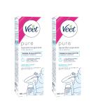 Veet Pure Hair Removal Cream for Bikini & Armpits - Sensitive Skin - 2 Pack (200 ml) with Curved Applicator & Spatula - International Shipping Available - Buy Online on GoSupps.com