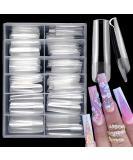 LuckForever 240pc XL Square Gel X Nail Tips - Clear Extra Long Full Cover Artificial Fingernails for Acrylic Nail Extension & Press-On Nail Design - Buy Online on GoSupps.com