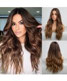 HAIRCUBE Ombre Brown Long Curly Wig 24 Inch | Synthetic Heat Resistant Fiber | Middle Part Wig for Women - Buy Online on GoSupps.com