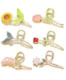 6 Pcs Flower Metal Hair Claw Clips Large Tulip Hair Claw Nonslip Hair Barrettes Strong Hold Hair Clamps Fashion Hair Accessories for Woman and Girls With Long Thick Thin Curly Hair - Buy Online on GoSupps.com