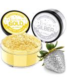 Fidton Edible Glitter for Drinks - 2 Colors Food Color Powder Set | Gold & Silver Edible Glitter for Cakes Donuts Fondant & Cocktails - 5G - Buy Online on GoSupps.com
