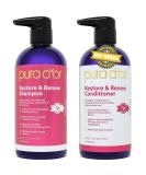 PURA D OR Restore & Renew Shampoo & Conditioner Set | Organic Aloe Vera Rosemary Sea Buckthorn | Strong Healthy Hair - International Shipping - Buy Online on GoSupps.com
