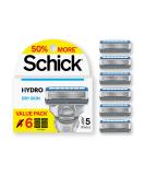 Schick Hydro Dry Skin Razor Refills | 6ct Razor Blade Refill for Men | Best 5 Blade Shaving Blades - Buy Online on GoSupps.com