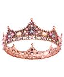 Vofler Rose Gold Crown Tiara for Women - Birthday Princess Queen Hair Decor with Crystal Rhinestone Pink Pearls - Ideal for Bridal, Quinceanera, Wedding, Pageant & Costume Parties - Buy Online on GoSupps.com