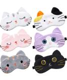 Cute Animal Sleep Mask Set for Kids - 6 Soft & Lightweight Eyeshades for Girls, Teens - Funny Cat Blindfolds - Perfect for Kitty Slumber Party Favors - Buy Online on GoSupps.com