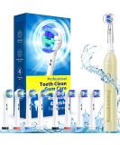 Rotering Electric Toothbrush for Adults - 8 Brush Heads 4 Modes Rechargeable 2-Minute Smart Timer - Quick Load Yellow - Buy Online on GoSupps.com