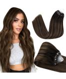 Hetto Microring Extensions - Real Hair Balayage Remy Microring Hair Extensions Dark Brown with Red Blonde #2/8/2 | 45cm 50g - Buy Online on GoSupps.com