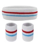 Yolev striped welding band set sports headband bracelet (1 headband and 2 bracelets) set welding straps for sporty men and women white red blue white red - Buy Online on GoSupps.com