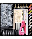 Teenitor 600pcs Clear Coffin Nail Tips Set with Glue, Clipper, Stickers - Long Ballerina False Nails Kit - Buy Online on GoSupps.com