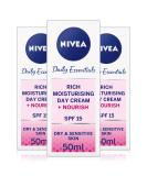 NIVEA Daily Essentials Rich Moisturising Day Cream SPF 15 - Hydrating 50ml for All Skin Types - International Shipping Available - Buy Online on GoSupps.com