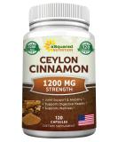 Organic Ceylon Cinnamon 1200mg - 120 Capsules | Heart Health Support Supplement - Buy Online on GoSupps.com