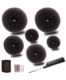 MeetFavorite Bun Maker Set - 10 Piece Hair Bun Shaper Kit with Elastic Bands and Pins (Brown) - Buy Online on GoSupps.com