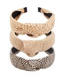 TOBATOBA 3Pcs Raffia Straw Top Knot Headbands for Women - Boho Woven Beach Hair Accessories - Buy Online on GoSupps.com