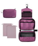 Cooja Wash Bag Hanging Toiletry Bag for Women - Makeup Travel Washbag with Hook & Handle + 2 Drawstring Bags - Violet - Buy Online on GoSupps.com