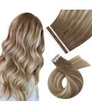 Moresoo Invisible Tape In Extensions - Real Hair Light Brown & Chestnut Brown 50 cm | 10 Pieces #8/22 - Premium Adhesive Extensions - Buy Online on GoSupps.com