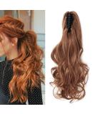 45cm Wavy Light Auburn Claw Clip-In Ponytail Extensions Real Hair Look - Buy Online on GoSupps.com