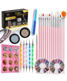 Nail Art kit Accessories 15pcs Nail Art Brushes Tools Nail Pen designing Dotting Colourful Nail foil Stripping Manicure Tape Rhinestone Nail Glitter Powder Nail File Supplies In Nail Art Set 15 Count (Pack of 1) - Buy Online on GoSupps.com