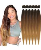 Xusuperb Pre-Stretched Braiding Hair Ombre Brown 26 - 6 Pack Kanekalon Extensions | Soft Yaki-Textured Braids (T1B/30/27#) - Easy International Shipping - Buy Online on GoSupps.com