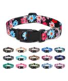 Suredoo Adjustable Dog Collar - Soft Nylon for Small & Medium Dogs | Floral Pink & Blue (M 33-55 cm) - Buy Online on GoSupps.com