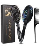 Sosoon Boar Bristle Hair Brush for Women Men Kids - Smoothing Detangling Hairbrush for Thick Curly Dry Wet Hair - Adds Shine, Improves Texture - Includes Hair Comb (Black) - Buy Online on GoSupps.com
