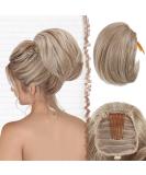 Feshfen Short Hair Part Dutt with Comb | Synthetic Hair Chignon Extensions in Honey Blonde & Platinum Blonde - Buy Online on GoSupps.com