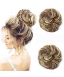 JJstar Messy Bun Hair Pieces - 2PCS Curly Fake Hair Buns | High Heat Resistant Synthetic Fiber Scrunchies for Women & Girls - Green Brown/ Beach Blonde - Buy Online on GoSupps.com