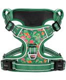 Premium Heele Dog Crockery & Adjustable Reflective Harness for Medium Dogs - Comfortable Padded Design in Flower Grass Green - Buy Online on GoSupps.com