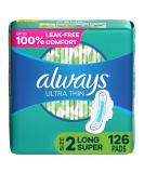 Always Ultra Thin Feminine Pads with Wings for Women Super Absorbency Unscented Size 2 126 Count - Buy Online on GoSupps.com