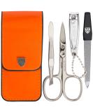 Buy Three Swords Capri Nail Care Set - 4 pcs High Quality Manicure & Pedicure in Orange Synthetic Leather | Nail Scissors Clippers Tweezers & Sapphire Nail Files - Buy Online on GoSupps.com
