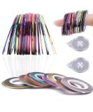 46 Rolls Nail Art Stripes Tape - Yutou Self-Adhesive Glitter Line Stickers for DIY Nail Decoration with 2 Nail Strap Donors - Buy Online on GoSupps.com