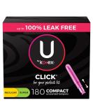 U by Kotex Click Tampons Multipack - 180 Count (6 Packs of 30) - Regular/Super Absorbency, Unscented - Packaging May Vary - Buy Online on GoSupps.com