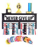 AGATHOS HOME Never Give Up Medal Hanger Display with Trophy Shelf - Easy Install Metal Awards Display for Walls Holds 64+ Sports Medals- Our Medal Holder Rack Includes 10 Inspirational Stickers - Buy Online on GoSupps.com