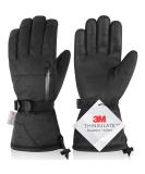Unisex Waterproof Touchscreen Ski Gloves - Black Medium | 3M Thinsulate Winter Snow Gloves with Pocket for Men and Women - Buy Online on GoSupps.com