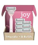 Joy Women's Razors - 1 Handle + 8 Pink Razor Blade Refills with Lubrastrip for Smooth, Irritation-Free Shaving - Buy Online on GoSupps.com