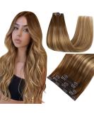 Easyouth Clip-In Hair Extensions - Real Remy Balayage 22-inch Medium Brown & Honey Blonde Mix | 5PCs 70g - Buy Online on GoSupps.com