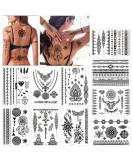 Konsait 10 Sheets Henna Temporary Tattoo Stickers for Women - Black Lace Mehndi Body Transfers for Festival Party - Adult Girls Body Art - Buy Online on GoSupps.com