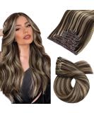 Shop Moresoo Real Hair Extensions | Clip-In Dark Blonde & Brown 120g - 7Pcs 40cm Remy Quality - Buy Online on GoSupps.com