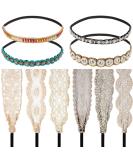 WILLBOND Rhinestone Beaded Headbands - Set of 10 | Elegant Lace Handmade Headwraps for Girls and Women | Vintage Crystal Hairbands | Hair Accessories - Buy Online on GoSupps.com