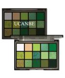 UCANBE Green Eyeshadow Makeup Palette Bright Dark Green Shimmer Matte Metallic Glitter Eye Shadow 15 Colors - Green Forest - Buy Online on GoSupps.com