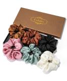 Buy 6 Silk Scrunchies for Women - Soft Elastic Hair Ties in Brown Chocolate Lilac Green White & Black - Perfect for All Hair Types - Buy Online on GoSupps.com