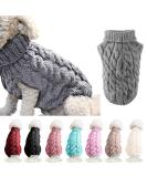Famkit Pet Dog Roll Collar Sweater - Stylish & Warm Knitwear for Small Dogs (Size L: 8.8-11lb) - Premium Gray Dog Clothing - Buy Online on GoSupps.com